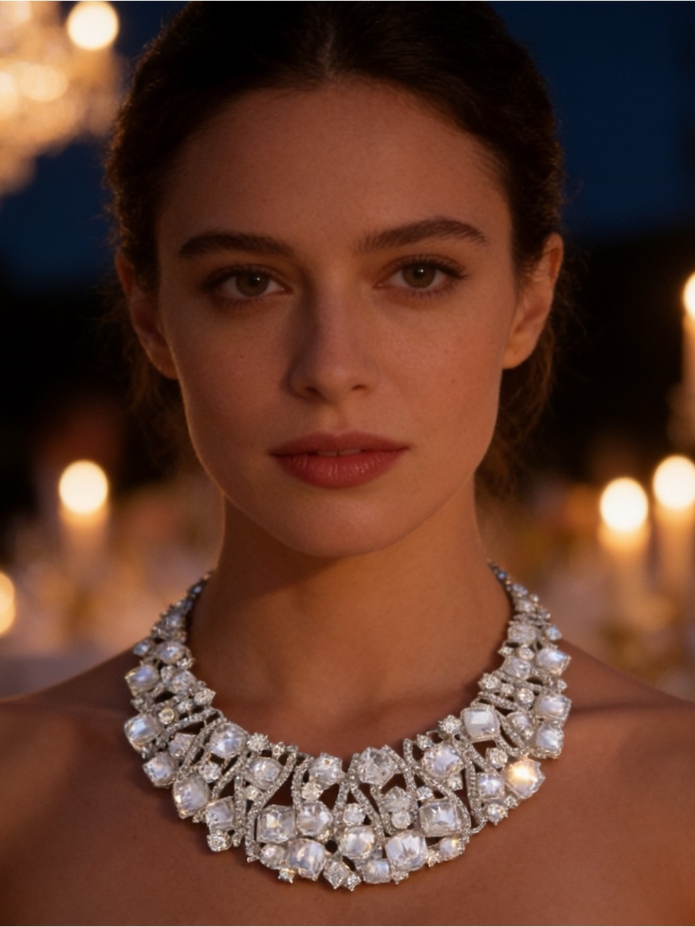 Luxe Crystal Statement Bib Necklace | Silver-Tone Rhinestone Glam